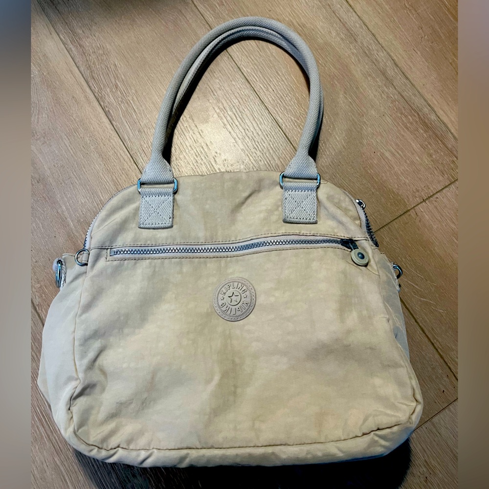 KIPLING // Beige double zipper shoulder bag